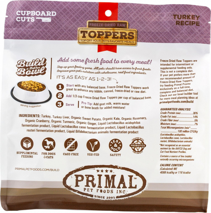 Primal Turkey Cupboard Cuts Dog & Cat Topper