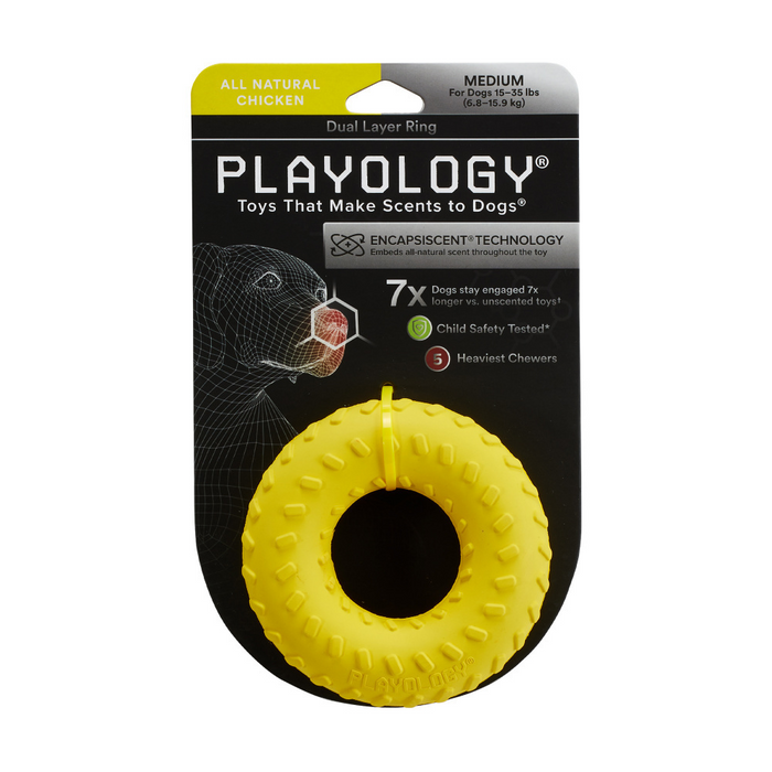 Playology Dual Layer Ring Chicken Scented Dog Toy