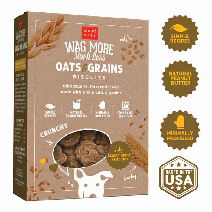 Cloud Star Wag More Bark Less Oats & Grains Crunchy Peanut Butter Dog Treats