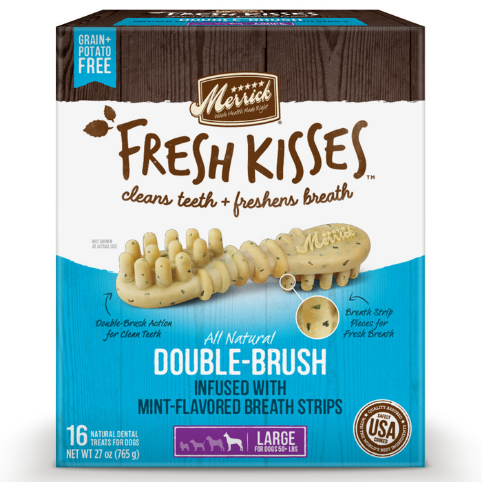 Merrick Fresh Kisses Dog Dental Treats With Mint Breath Strips Dog Treats for Large Breeds