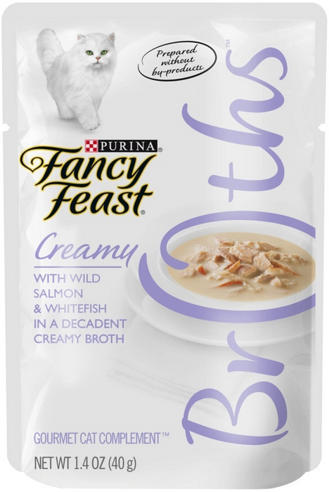 Fancy Feast Creamy Broths With Wild Salmon & Whitefish Supplemental Cat Food Pouches