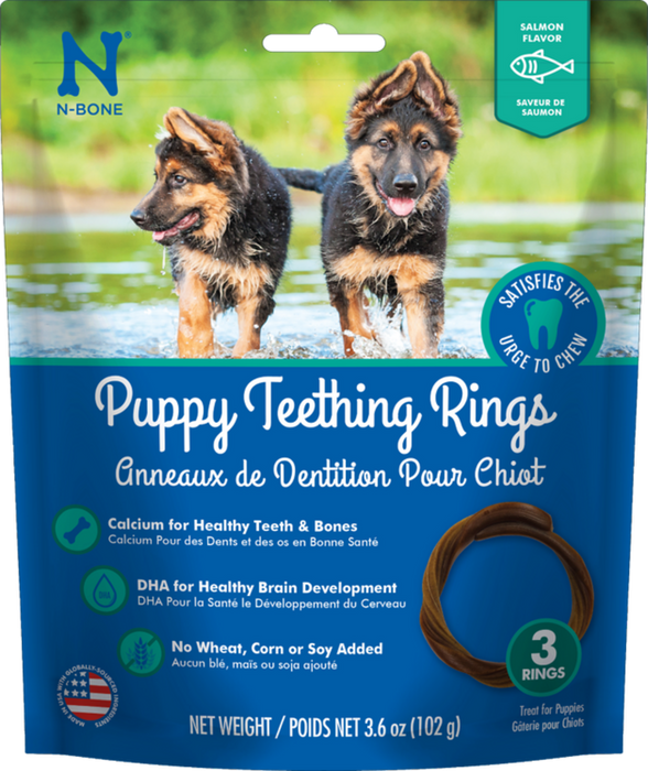 N-Bone Puppy Teething Rings Salmon Flavor 3 Rings