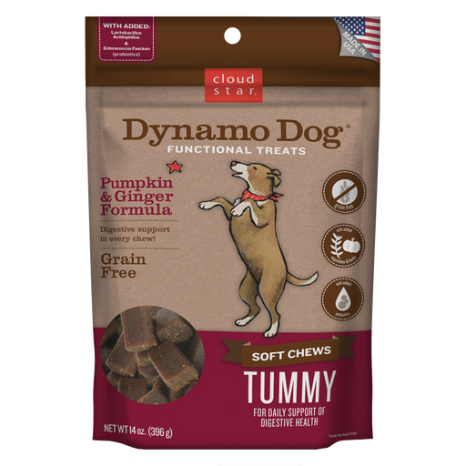 Cloud Star Dynamo Dog Tummy Soft Chews Grain Free Pumpkin & Ginger Dog Treats