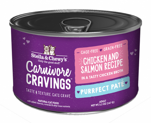 Stella & Chewy's Carnivore Cravings Purrfect Pate Chicken & Salmon Pate Recipe in Broth Wet Cat Food