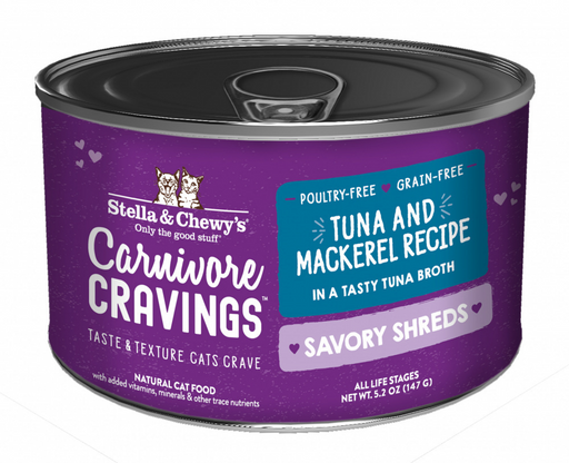 Stella & Chewy's Carnivore Cravings Savory Shreds Tuna & Mackerel Dinner in Broth Wet Cat Food