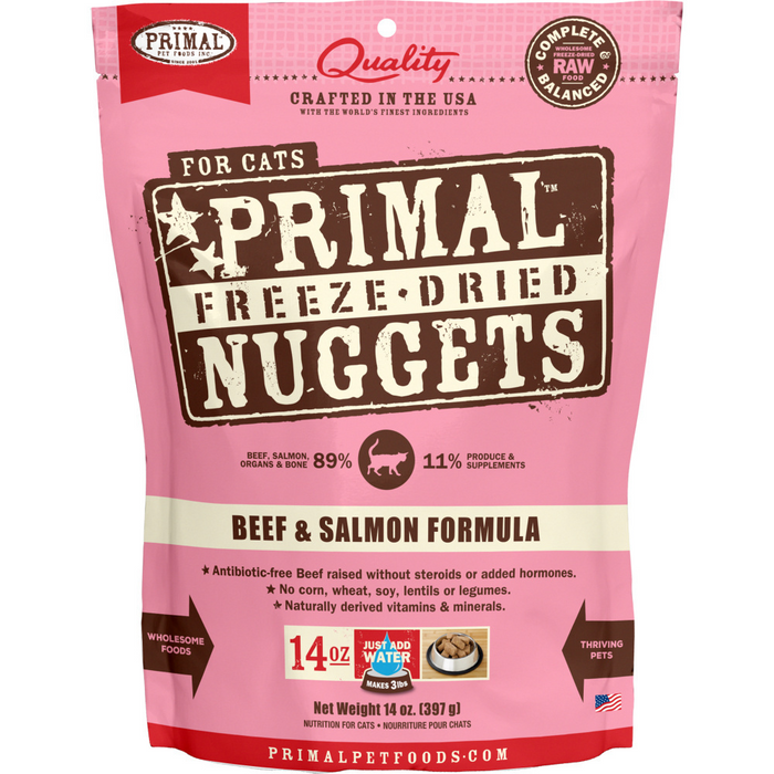 Primal Freeze Dried Nuggets Grain Free Beef & Salmon Formula Cat Food