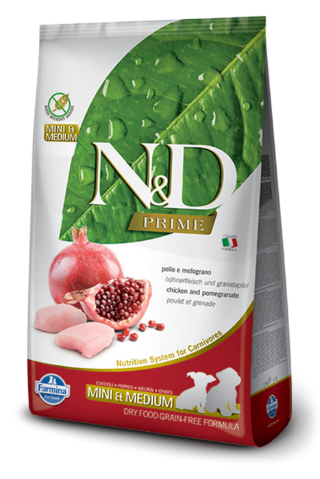 Farmina N&D Prime Natural & Delicious Grain Free Mini & Medium Puppy Chicken & Pomegranate Dry Dog Food