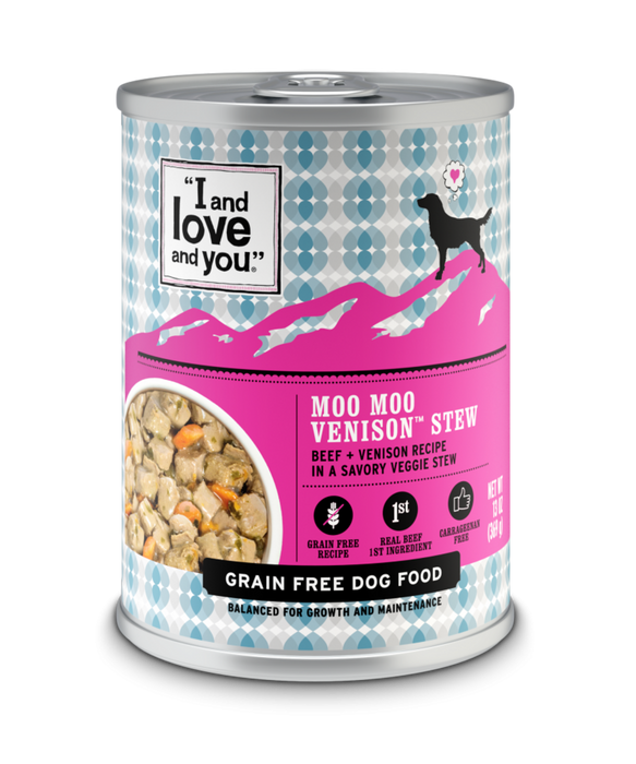 I And Love And You Grain Free Moo Moo Venison Stew Canned Dog Food