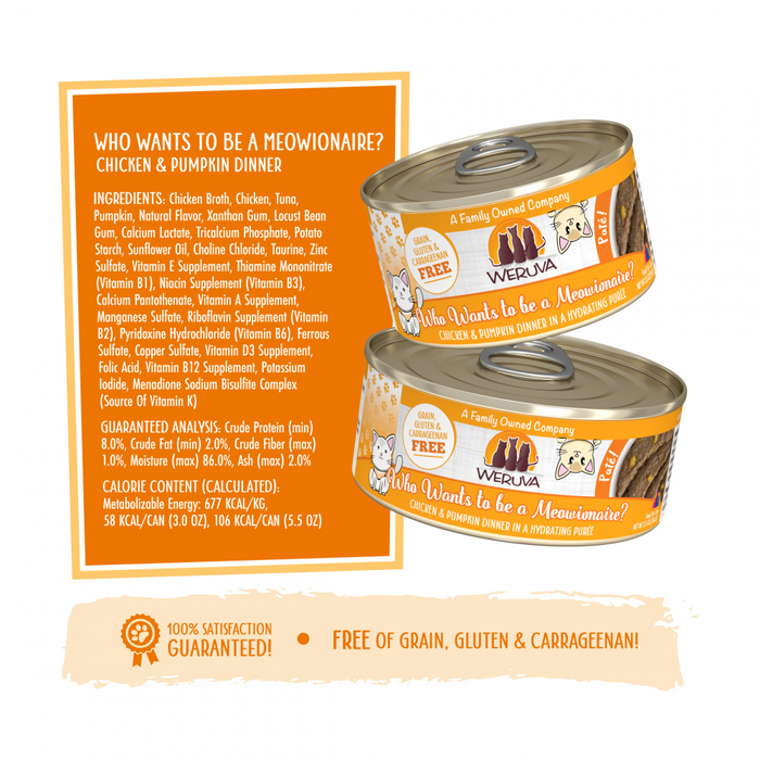 Weruva Classic Cat Pate Who wants to be a Meowionaire with Chicken & Pumpkin Canned Cat Food