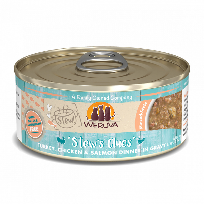 Weruva Classic Cat Stews! Stew's Clues with Turkey Chicken & Salmon in Gravy Canned Cat Food