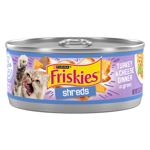 Friskies Savory Shreds Turkey And Cheese Dinner In Gravy Canned Cat Food