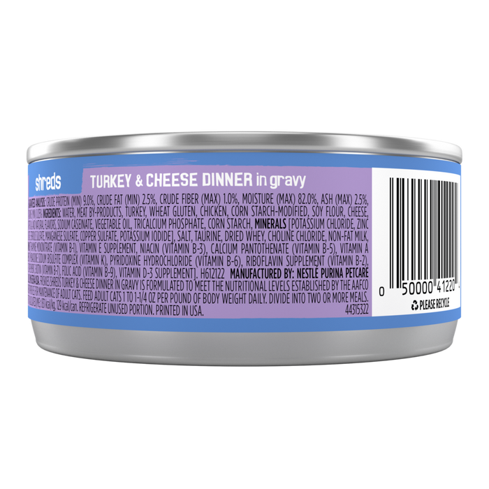 Friskies Savory Shreds Turkey And Cheese Dinner In Gravy Canned Cat Food