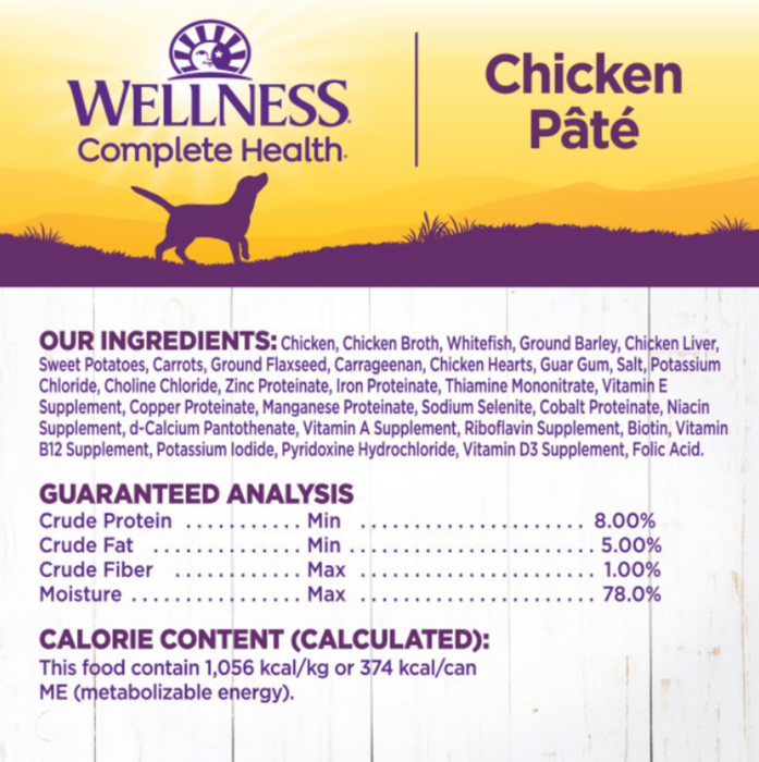 Wellness Complete Health Natural Chicken and Sweet Potato Recipe Wet Canned Dog Food