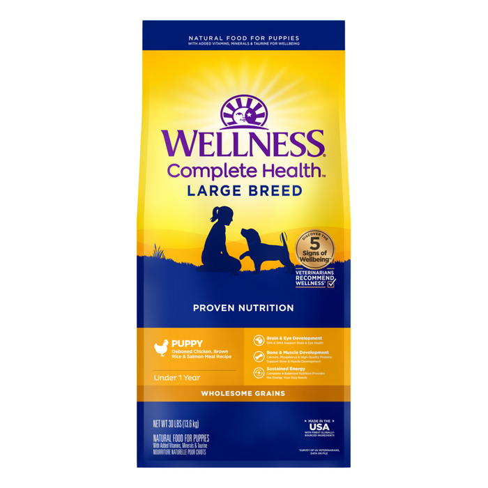 Wellness Complete Health Natural Large Breed Puppy Chicken, Brown Rice and Salmon Recipe Dry Dog Food