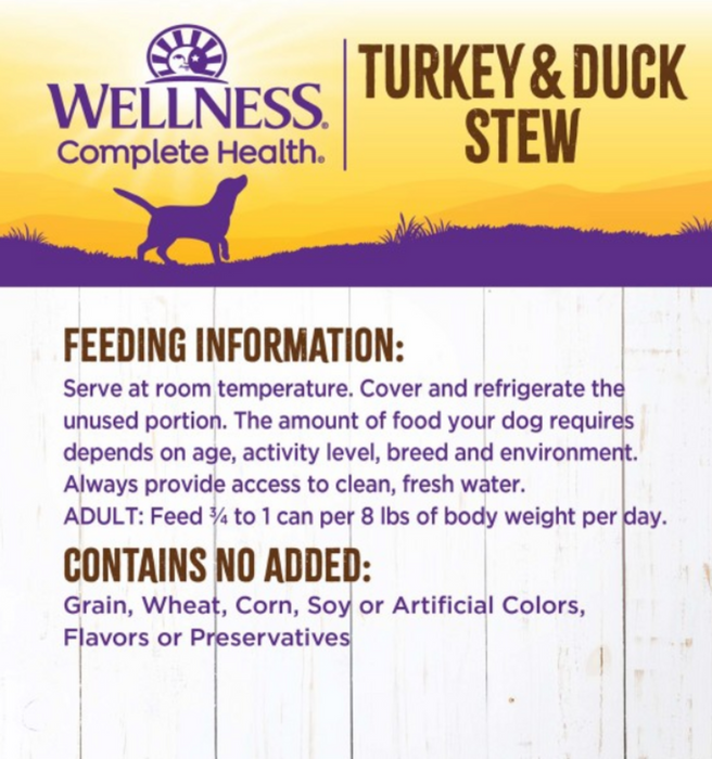 Wellness Grain Free Natural Turkey and Duck Stew with Sweet Potato and Cranberries Wet Canned Dog Food