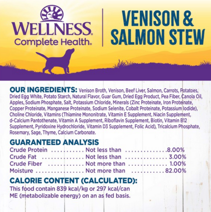 Wellness Grain Free Natural Venison & Salmon Stew with Potato and Carrots Wet Canned Dog Food