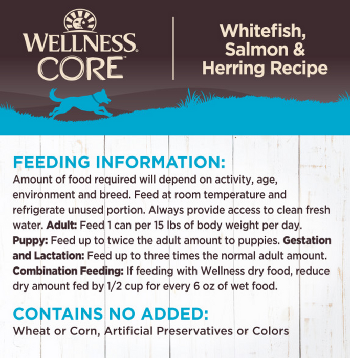 Wellness CORE Grain Free Natural Whitefish, Salmon and Herring Recipe Wet Canned Dog Food