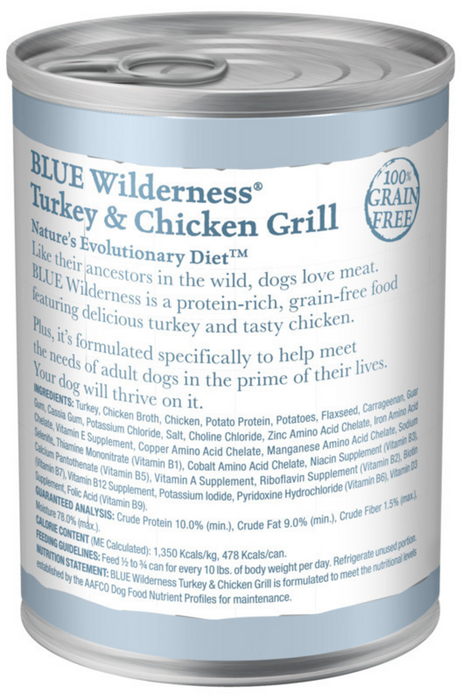 Blue Buffalo Wilderness High-Protein Grain-Free Turkey & Chicken Grill Adult Canned Dog Food