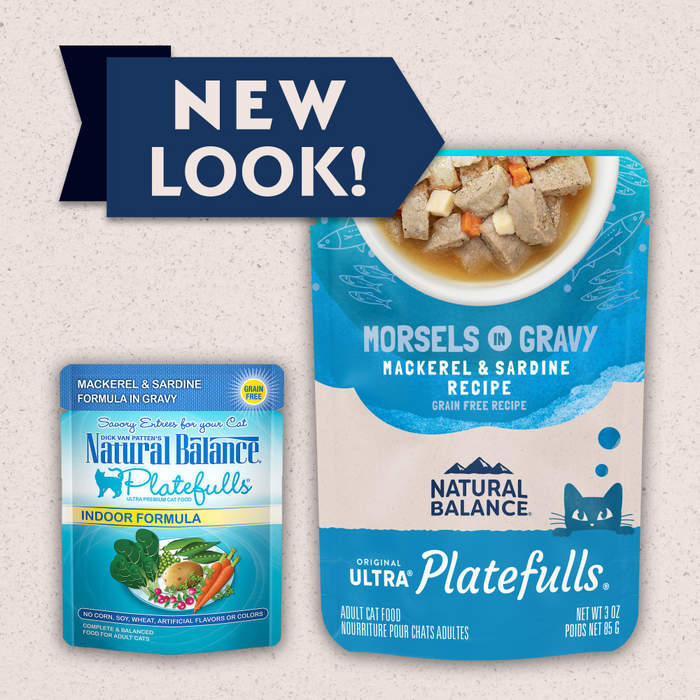 Natural Balance Original Ultra Platefulls Mackerel & Sardine Recipe Morsels in Gravy Wet Cat Food Pouches