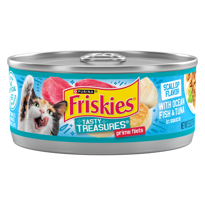 Friskies Tasty Treasures Prime Fillet with Ocean Fish & Tuna Scallop Flavor Canned Cat Food