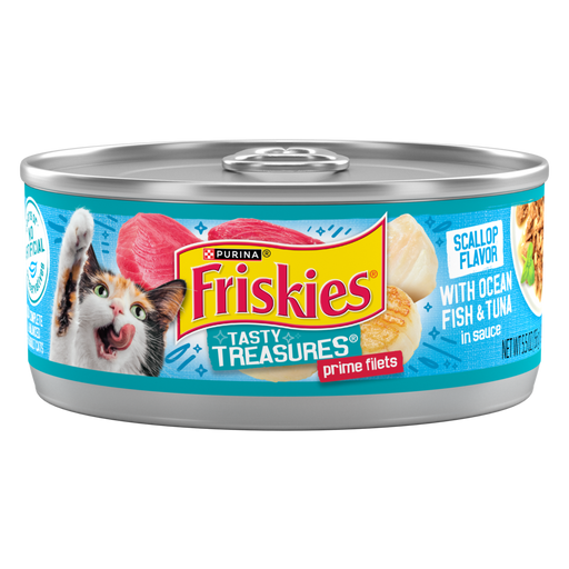 Friskies Tasty Treasures Prime Fillet with Ocean Fish & Tuna Scallop Flavor Canned Cat Food