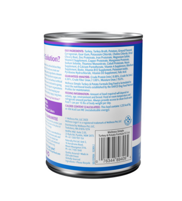 Wellness Simple Natural Limited Ingredient Diet Turkey and Potato Recipe Wet Canned Dog Food