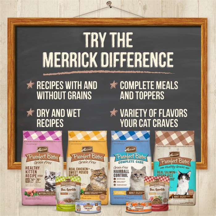 Merrick Purrfect Bistro Grain Free Premium Soft Canned Pate Adult Wet Cat Food, High Protein Salmon Recipe