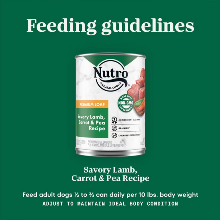 Nutro Premium Loaf Grain Free Savory Lamb, Carrot & Pea Adult Canned Dog Food