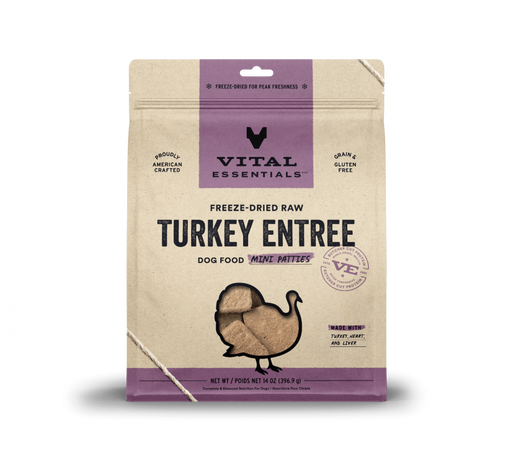 Vital Essentials Freeze Dried Grain Free Turkey Mini Patties Entree for Dogs Food