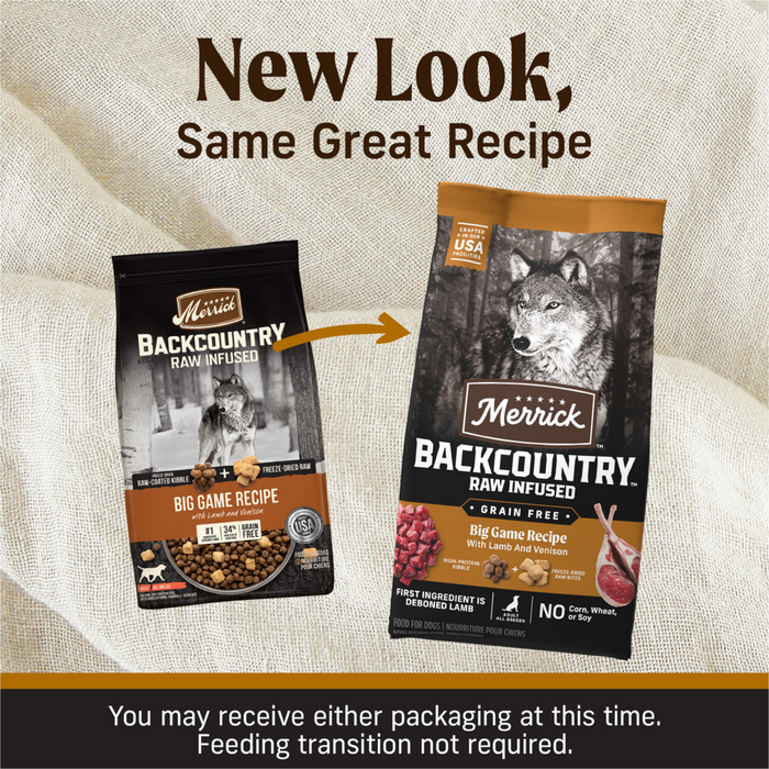 Merrick Backcountry Raw Infused Grain Free Big Game Recipe Freeze Dried Dog Food