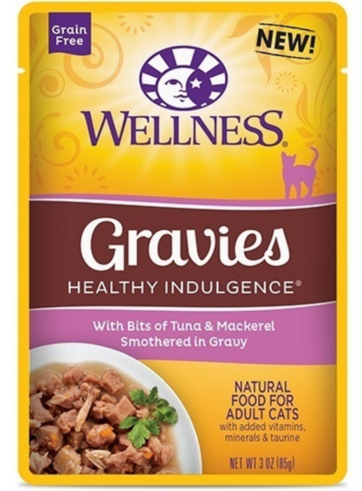 Wellness Healthy Indulgence Natural Grain Free Gravies with Tuna and Mackerel in Gravy Cat Food Pouch