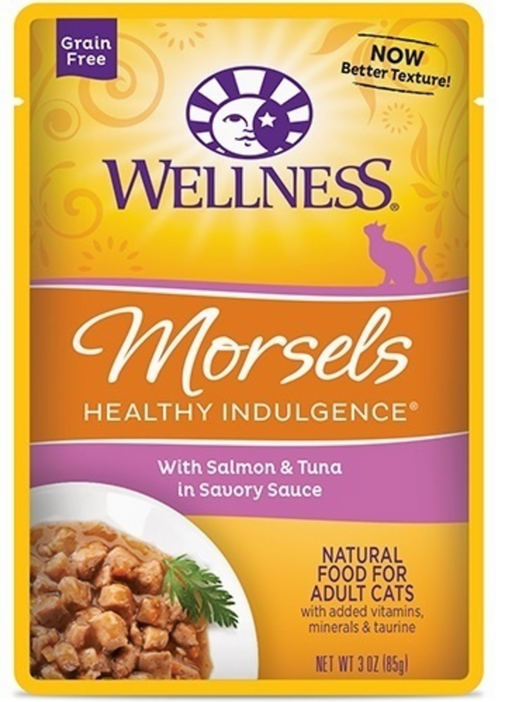 Wellness Healthy Indulgence Natural Grain Free Morsels with Salmon and Tuna in Savory Sauce Cat Food Pouch