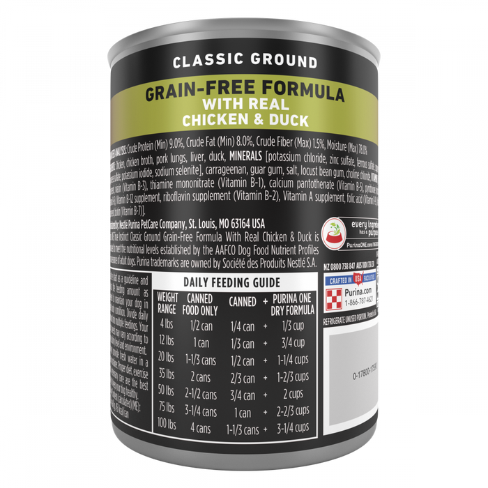 Purina ONE SmartBlend True Instinct with Grain Free Chicken and Duck Classic Ground Canned Dog Food