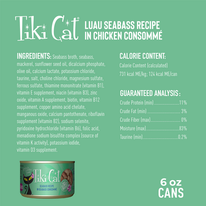 Tiki Cat Luau Grain Free Seabass Canned Cat Food