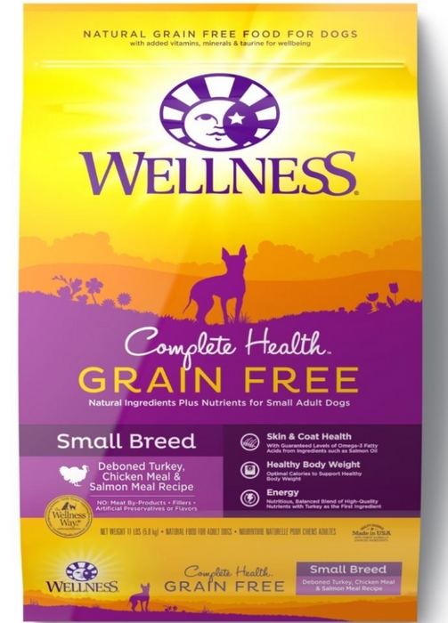 Wellness Complete Health Grain Free Small Breed Deboned Turkey, Chicken Meal and Salmon Meal Recipe Dry Dog Food