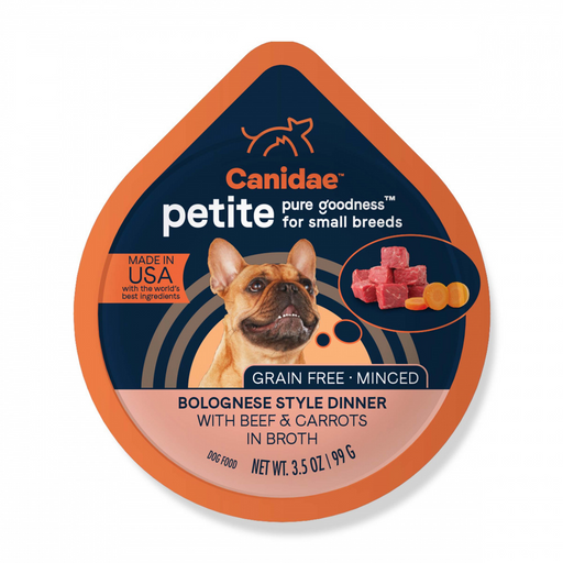 Canidae Grain Free PURE Petite Small Breed Bolognese Style Dinner Minced with Beef and Carrots in Broth Wet Dog Food