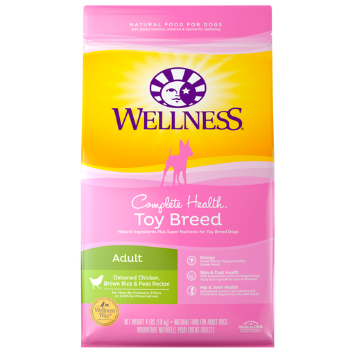 Wellness Toy Breed Complete Health Adult Deboned Chicken, Brown Rice & Peas Recipe Dry Dog Food