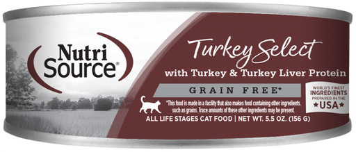 NutriSource Grain Free Turkey & Turkey Liver Select Canned Cat Food