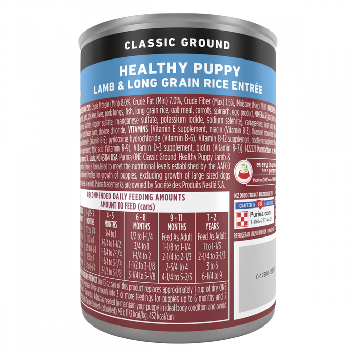 Purina ONE SmartBlend Classic Healthy Puppy Ground Lamb & Long Grain Rice Canned Dog Food