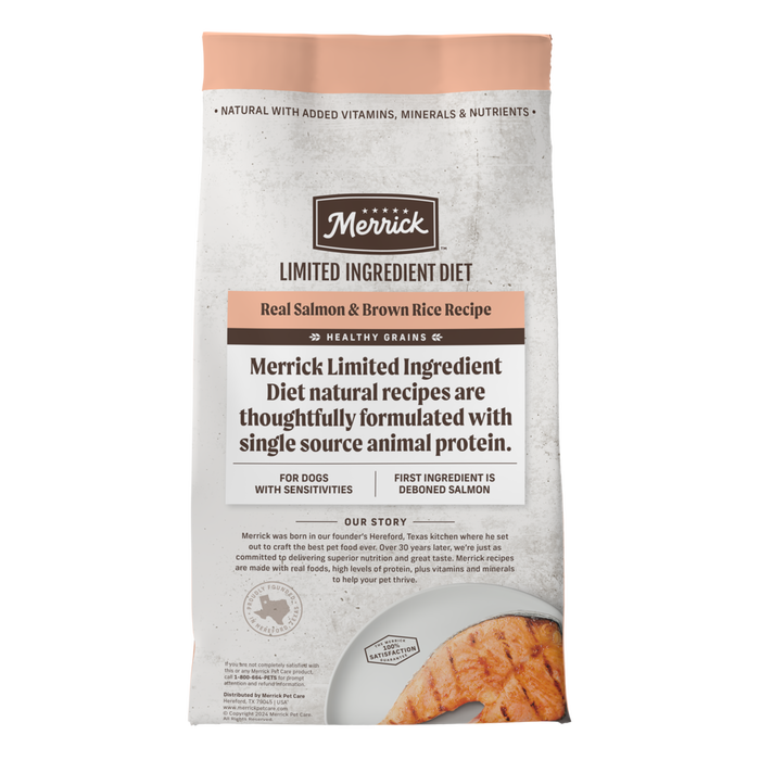 Merrick Limited Ingredient Diet Dry Dog Food Real Salmon & Brown Rice Recipe with Healthy Grains