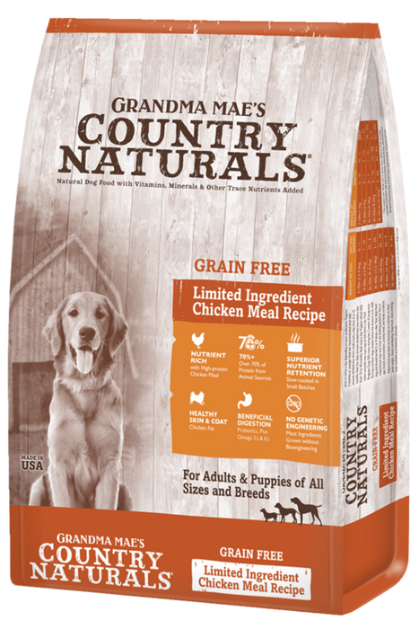 Grandma Mae's Country Naturals Grain Free Chicken Limited Ingredient Dry Food for Dogs