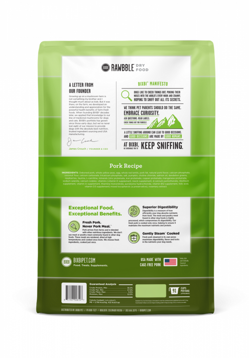 Bixbi Rawbble Kibble Grain Free Pork Dog Food