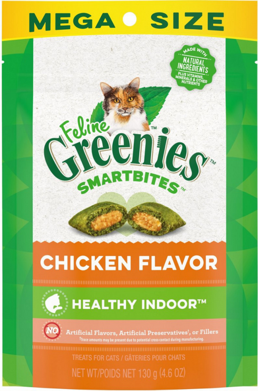 Greenies Feline SmartBites Healthy Indoor Natural Chicken Flavor Soft & Crunchy Adult Cat Treats