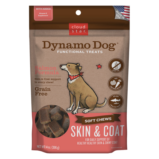 Cloud Star Dynamo Dog Functional Soft Chews Skin and Coat Salmon Dog Treats