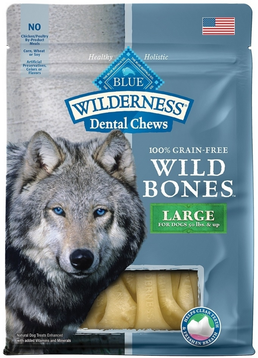 Blue Buffalo Wilderness Wild Bones Dental Chews Large Size for Dogs