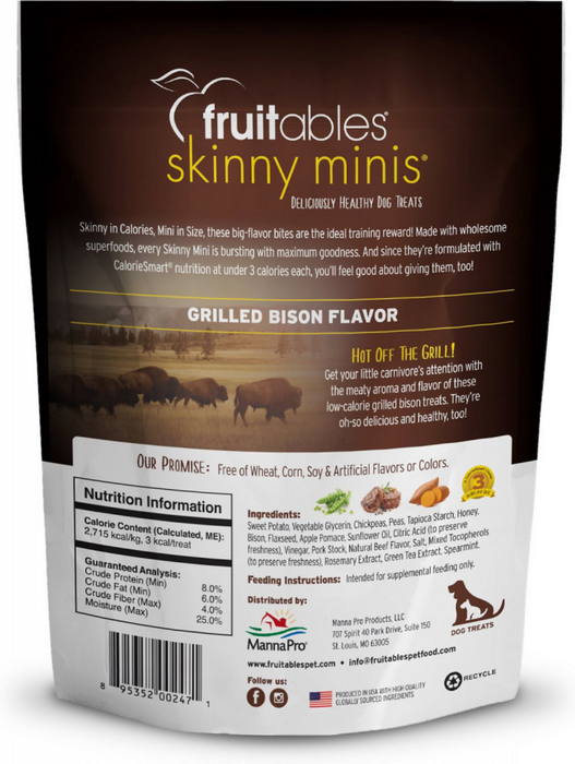 Fruitables Skinny Minis Grilled Bison Flavor Soft & Chewy Dog Treats