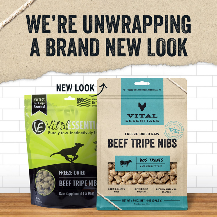 Vital Essentials Freeze Dried Beef Tripe Nibblets Grain Free Limited Ingredient Dog Treats