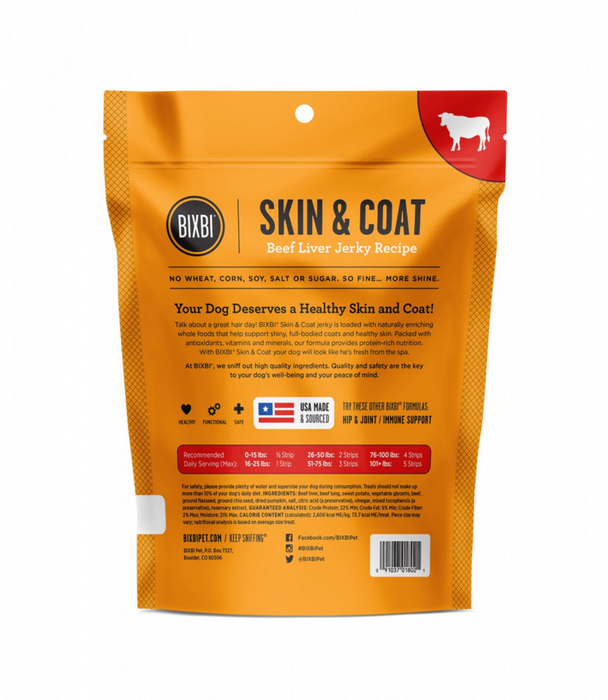 BIXBI Skin & Coat Beef Liver Jerky Dog Treats