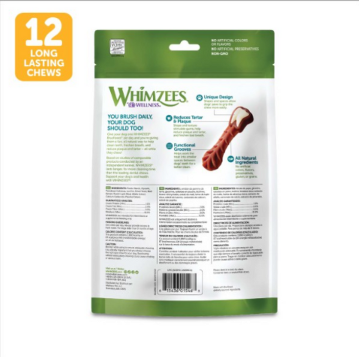 Whimzees Brushzees Natural Daily Dental Medium Breed Dog Treats