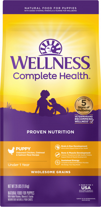 Wellness Complete Health Natural Puppy Chicken, Oatmeal and Salmon Dry Dog Food